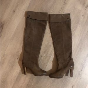 Over the knee leather boots.